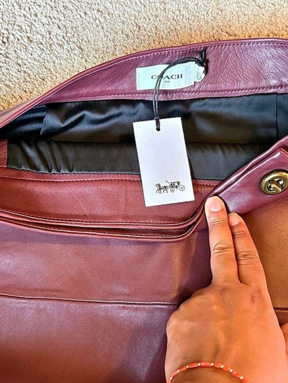 Coach Lamb Skin Leather Wrap Skirt in Burgundy Size 8 NWT - Picture 12 of 13
